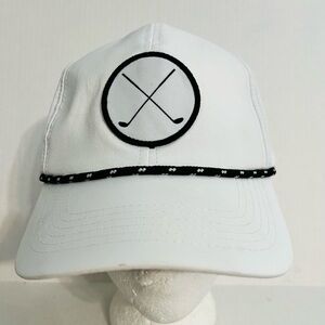 Outdoor White Golf Cap with Crossed Clubs Logo